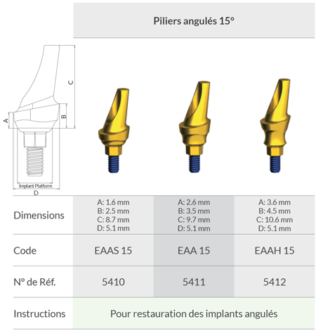 Angled Anatomic Abutments 15 - Order information